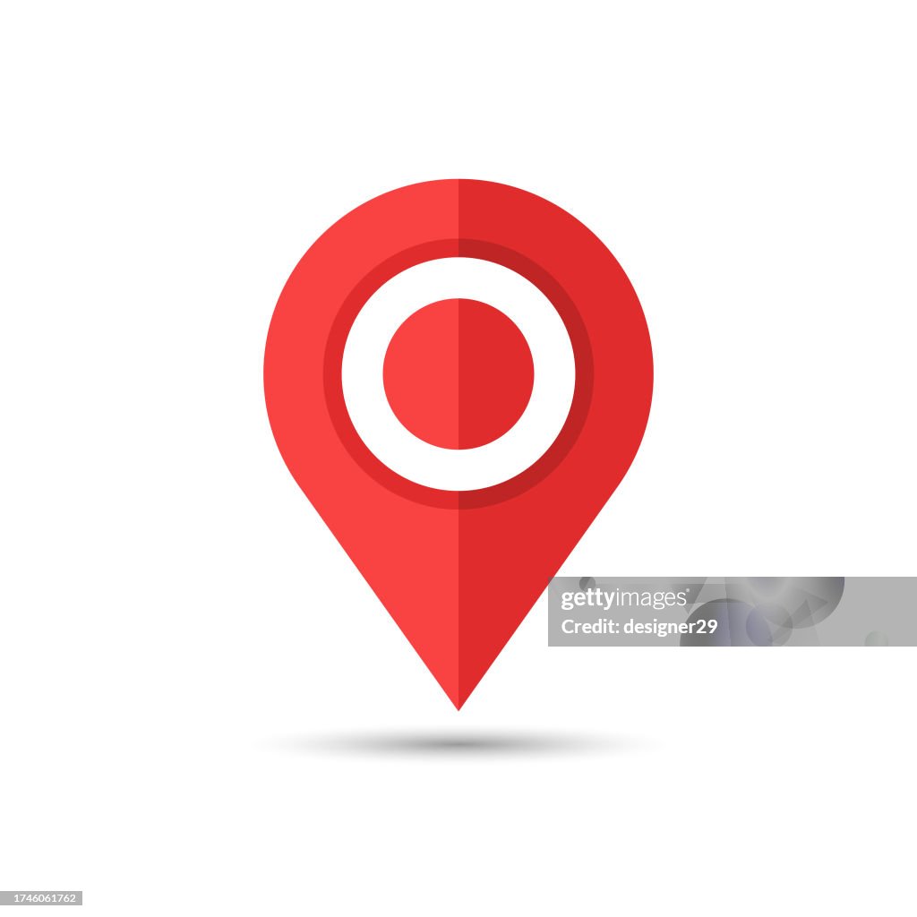 Red Map Pin Icon Vector Design.