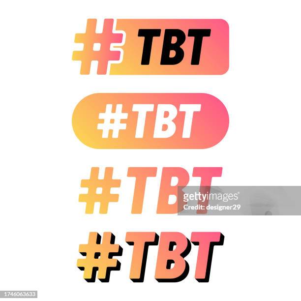illustrazioni stock, clip art, cartoni animati e icone di tendenza di tbt hashtag icon set vector design. - hashtag