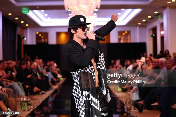 Max Ehrich performs at LA Fashion Week Beverly Hills: The World Trends Shows at Waldorf Astoria Beverly Hills on October 19, 2023 in Beverly Hills,...
