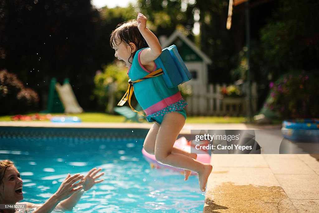 Jumping to the pool