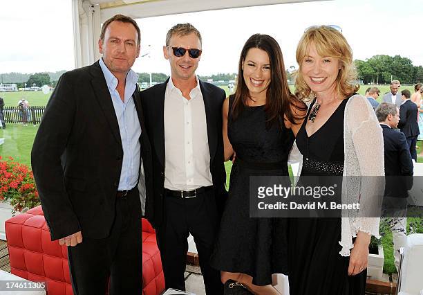 Philip Glenister, John Simm, Kate McGowan and Beth Goddard attend the Audi International Polo at Guards Polo Club on July 28, 2013 in Egham, England.