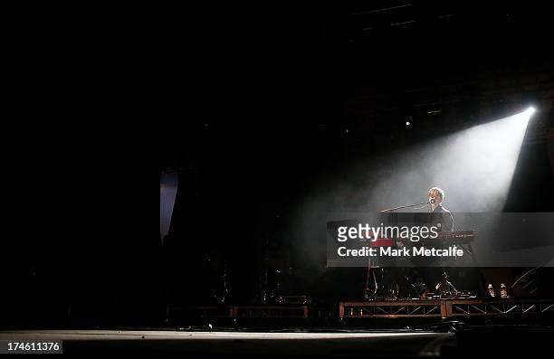 James Blake performs for fans on day 3 of the 2013 Splendour In The Grass Festival on July 28, 2013 in Byron Bay, Australia.