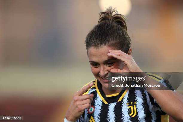 Cristiana Girelli of Juventus celebrates after scoring to give the side a 2-0 lead during the Women's Serie A match between Juventus Women and US...
