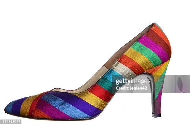 striped high heel - high heel stock pictures, royalty-free photos & images