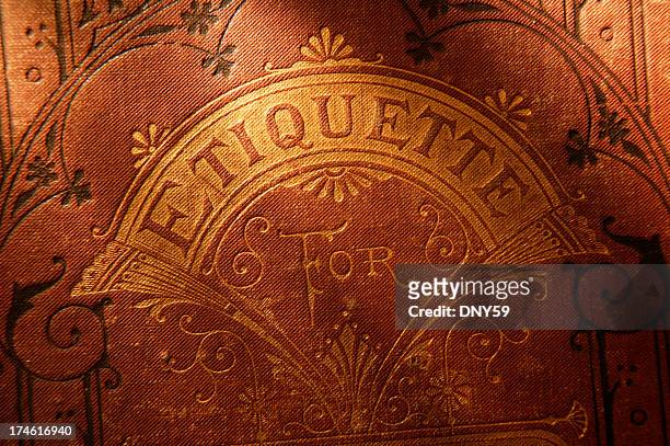 antique book of etiquette 2 - social grace stock pictures, royalty-free photos & images