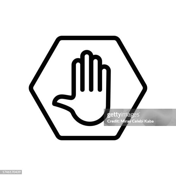 illustrazioni stock, clip art, cartoni animati e icone di tendenza di icona della linea del segnale di stop - lentezza