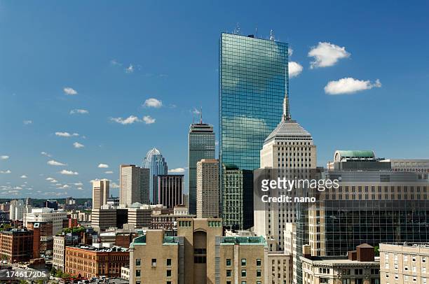 the boston city skyline on a nice clear day - boston massachusetts stock pictures, royalty-free photos & images