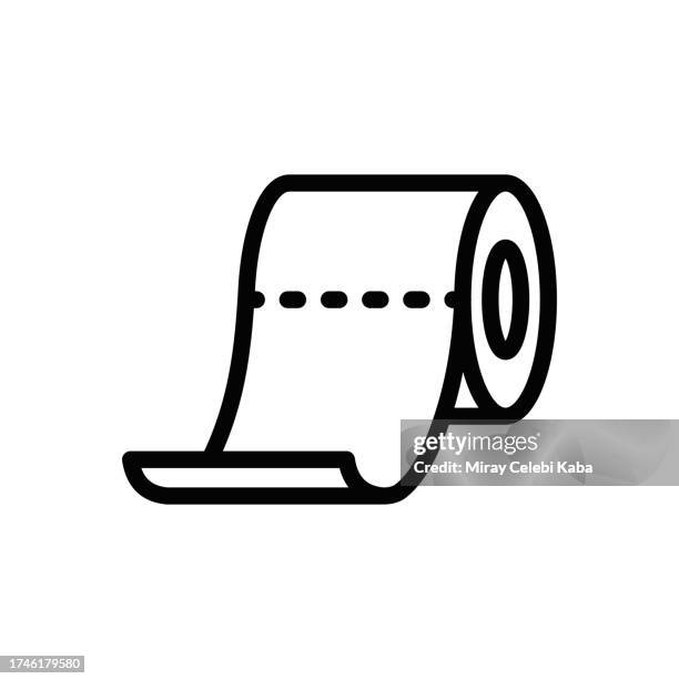 toilet paper line icon - softness icon stock illustrations