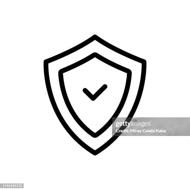 protection shield line icon - insulation stock illustrations
