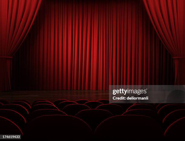 movie theater (with clipping path) - curtains stockfoto's en -beelden