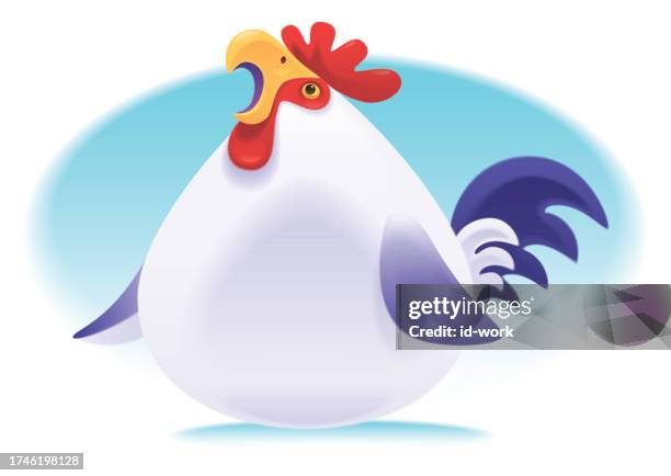 crowing rooster icon - hens stock illustrations