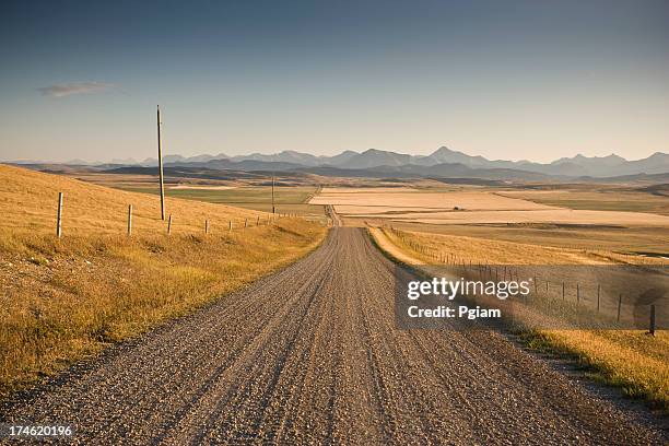 dirt road on the farm - alberta prairie stock pictures, royalty-free photos & images