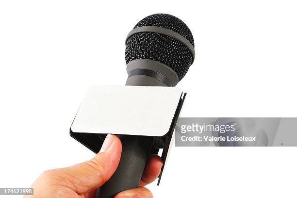 interview - microphone white background stockfoto's en -beelden