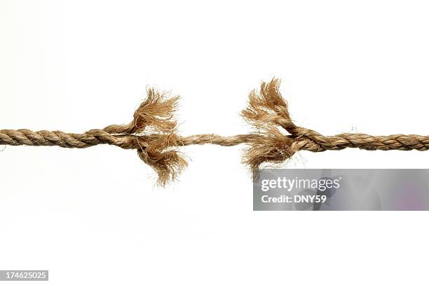 unraveling rope isolated on white background - break stock pictures, royalty-free photos & images