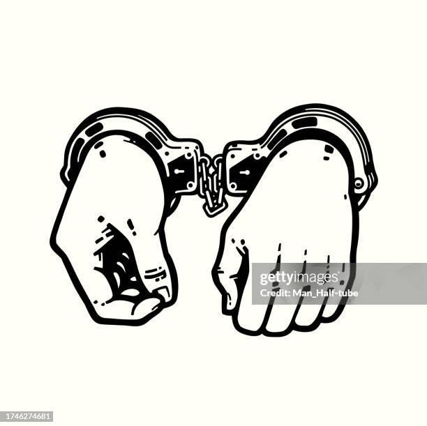 hands in handcuffs,  computer icon - handcuffs vector stock illustrations