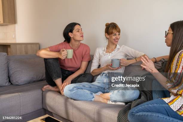 female friends at home - gossip stock pictures, royalty-free photos & images
