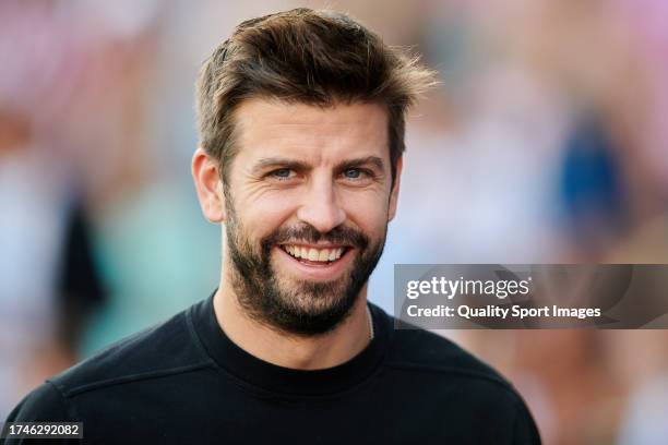 Gerard Pique, president of Kings League looks on during the Kings Cup & Queens Cup Finals at Estadio La Rosaleda on October 14, 2023 in Malaga, Spain.