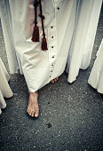penitent barefoot during semana santa