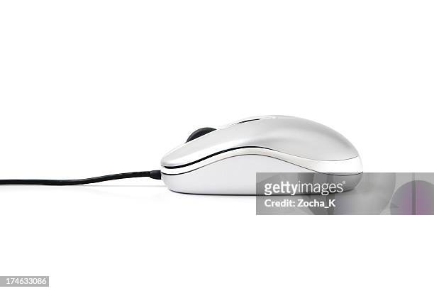 a silver computer mouse on a white background - click bildbanksfoton och bilder