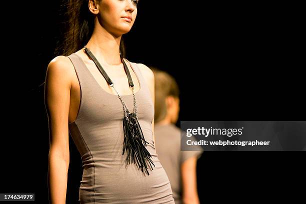 fashion models on catwalk - catwalk stock pictures, royalty-free photos & images