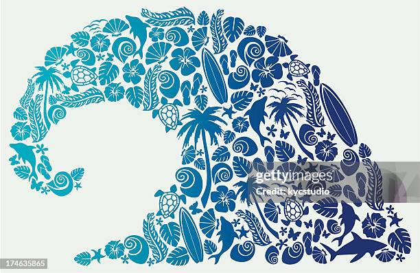 wave shape composition - animal shell stock illustrations