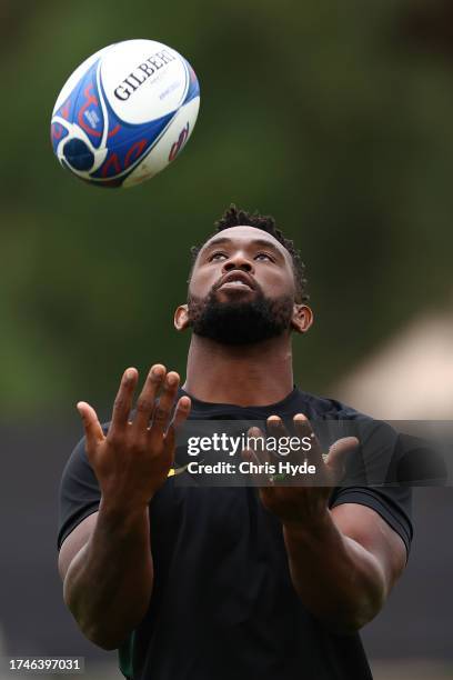 Siya Kolisi of South Africa during the Captain's Run ahead of their Rugby World Cup France 2023 match against England at Stade de France on October...