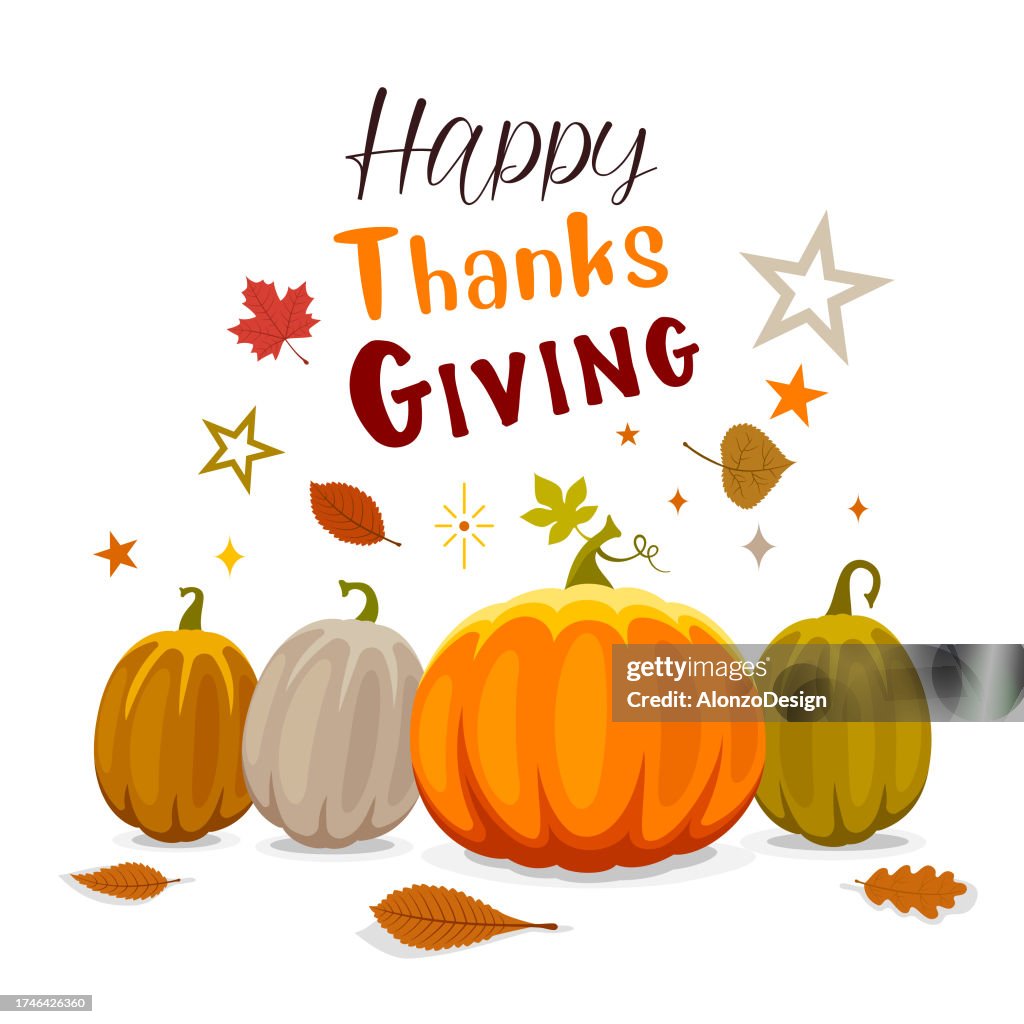 Thanksgiving Day card with Pumpkins.