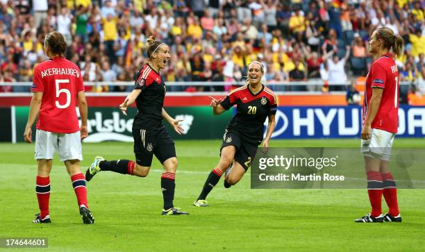 Anja Mittag of Germany celebtates after she scores her team's opening goal during the UEFA Women's EURO 2013 final match between Germany and Norway...