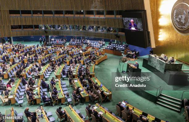 The UN General Assembly emergency session held on the Israeli-Palestinian conflict on October 26, 2023 in New York, USA.