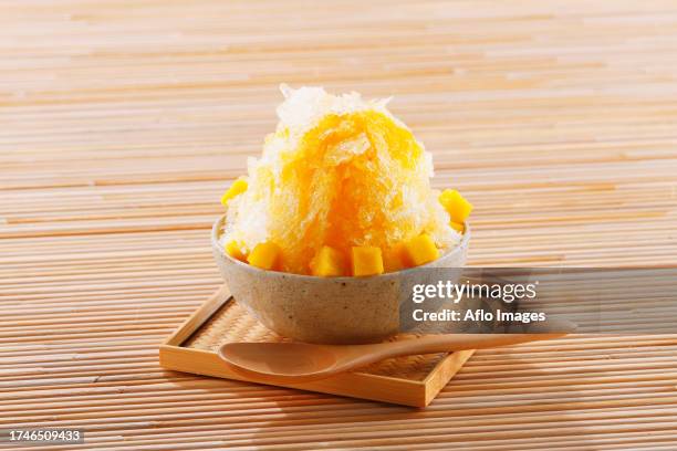 japanese style shaved ice - orange peel texture stock pictures, royalty-free photos & images