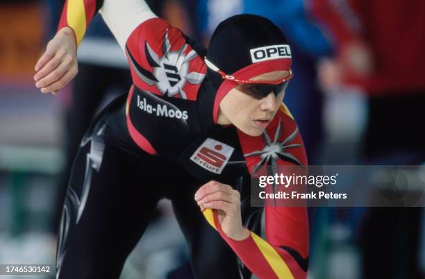 German speed skater Franziska Schenk competes in the sprint competition at an ISU Speed Skating World Cup meeting, held at the Sportforum...