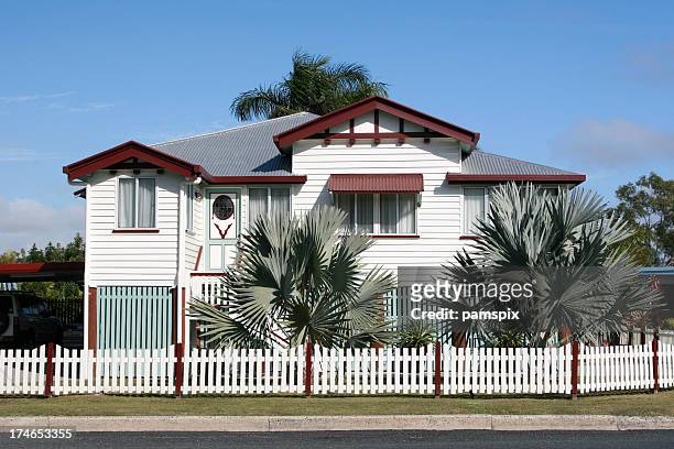 beautiful old queenslander home - queensland stock pictures, royalty-free photos & images