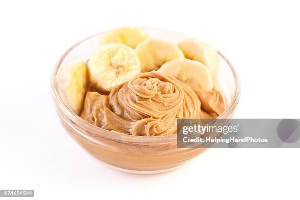 mantequilla de maní & plátano - mantequilla de cacahuete fotografías e imágenes de stock