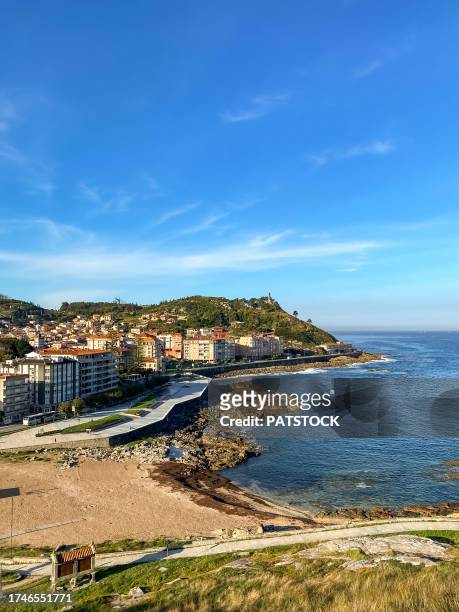 la concheira beach in the town of baiona - bayonne stock pictures, royalty-free photos & images