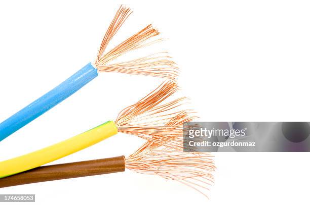 electrical cable wires - electricity white background stock pictures, royalty-free photos & images