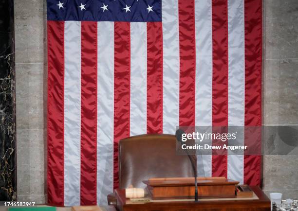 The chair for the Speaker of the House remains empty as they House of Representatives prepares to hold a vote for Speaker at the U.S. Capitol on...