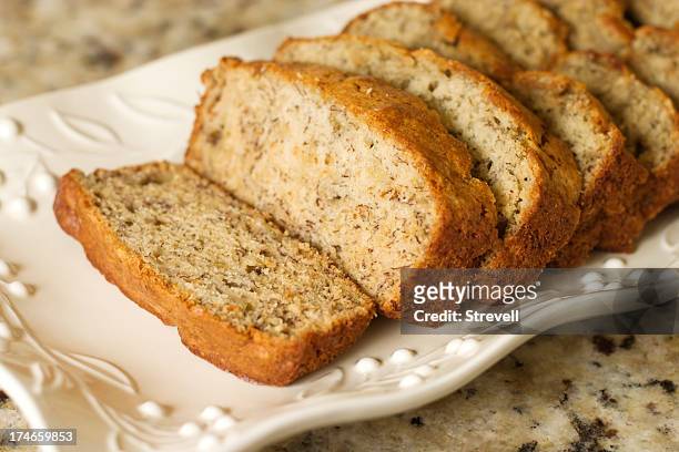 banana bread slice - banana loaf stock pictures, royalty-free photos & images