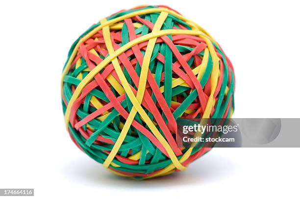 ラバーバンドボールは白色 - elastic band ball ストックフォトと画像