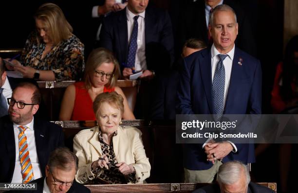 Rep. Mario Díaz-Balart casts his vote as the House of Representatives votes for a third time on whether to elevate Rep. Jim Jordan to Speaker of the...