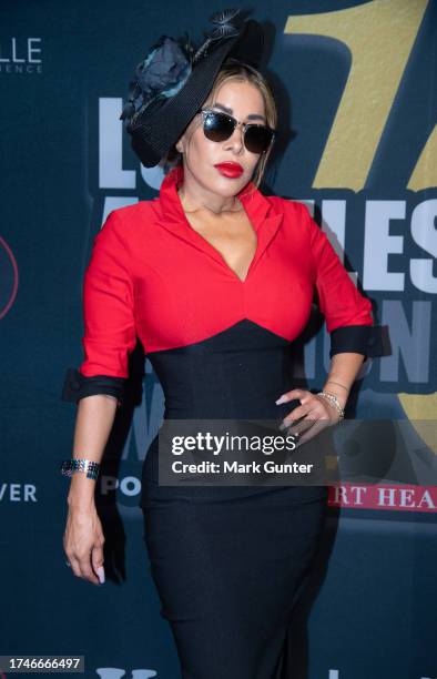 Olga Loera arrives on the red carpet during Los Angeles Fashion Week at The Majestic in on October 19, 2023 in Los Angeles, California.