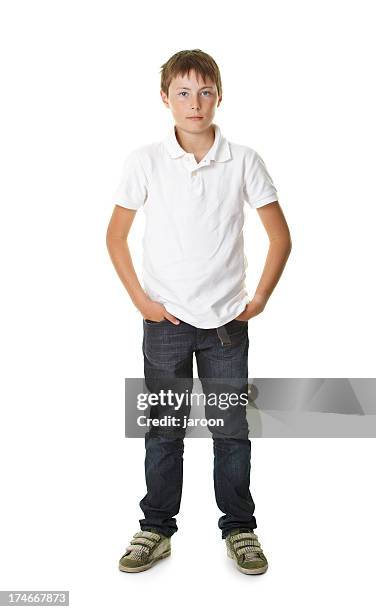 casual young boy - jóvenes fondo blanco fotografías e imágenes de stock