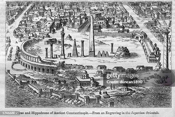 hippodrome des alten konstantinopel - zerstörte stadt stock-grafiken, -clipart, -cartoons und -symbole