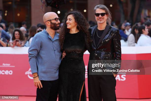 Giorgio Testi, Verdiana Vitti and Rodrigo D'Erasmo attend a red carpet for the movie "Negramaro - Back Home. Ora So Tornare" during the 18th Rome...