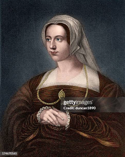 ilustrações, clipart, desenhos animados e ícones de catherine parr queen-size - retrato artístico