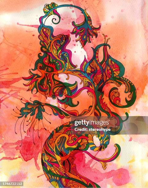 dragon blossom - tentacle pattern stock illustrations