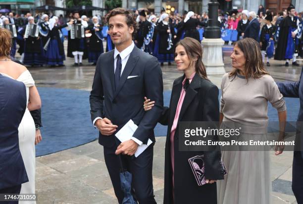 Feliciano Lopez and Sandra Gago on their arrival at the 'Princess of Asturias Awards 2023' ceremony on October 20 in Oviedo, Spain.