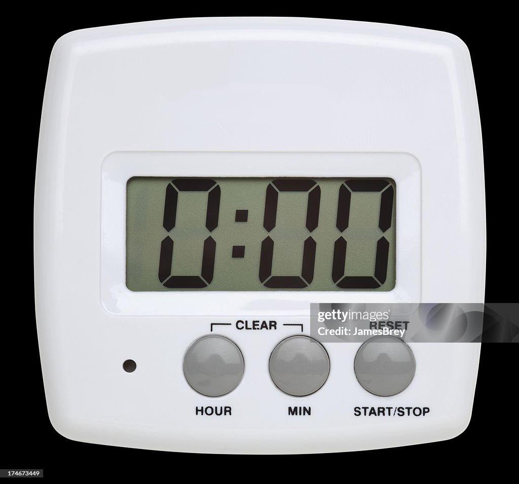 Simple White Digital Timer With Clipping Path