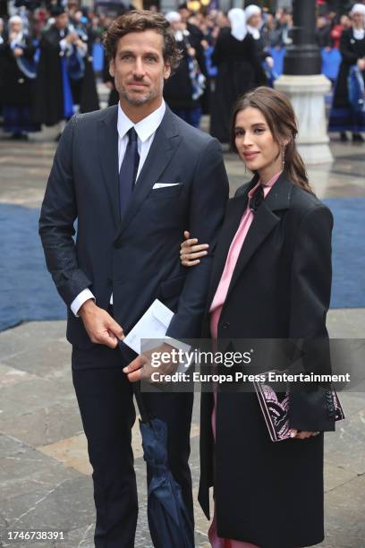 Feliciano Lopez and Sandra Gago on their arrival at the 'Princess of Asturias Awards 2023' ceremony on October 20 in Oviedo, Spain.