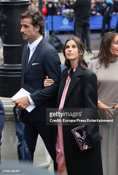 Feliciano Lopez and Sandra Gago on their arrival at the 'Princess of Asturias Awards 2023' ceremony on October 20 in Oviedo, Spain.