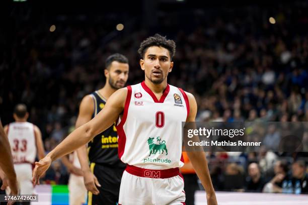 Maodo Lo of Olimpia Milano during the game between ALBA Berlin and Olimpia Milano on October 26, 2023 in Berlin, Germany.